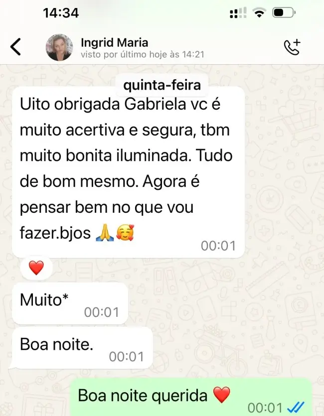 Relato de consulente da Gabriela Dutra